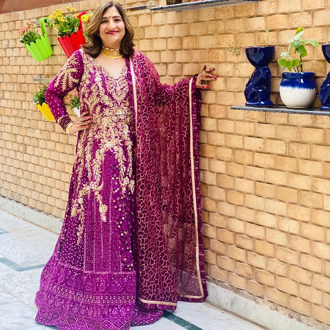 Wine Chikankari Anarkali