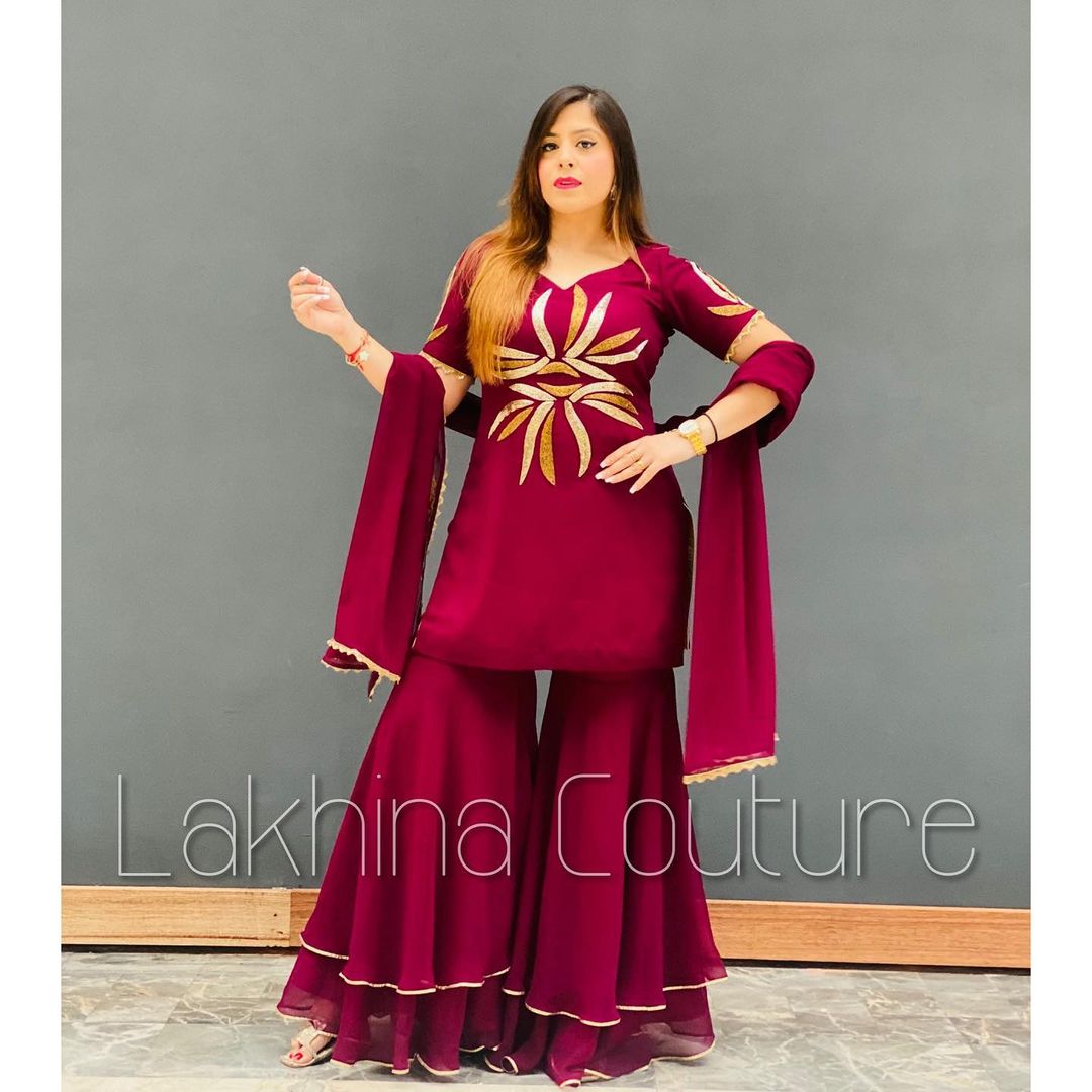 Wine Embroidered Suit