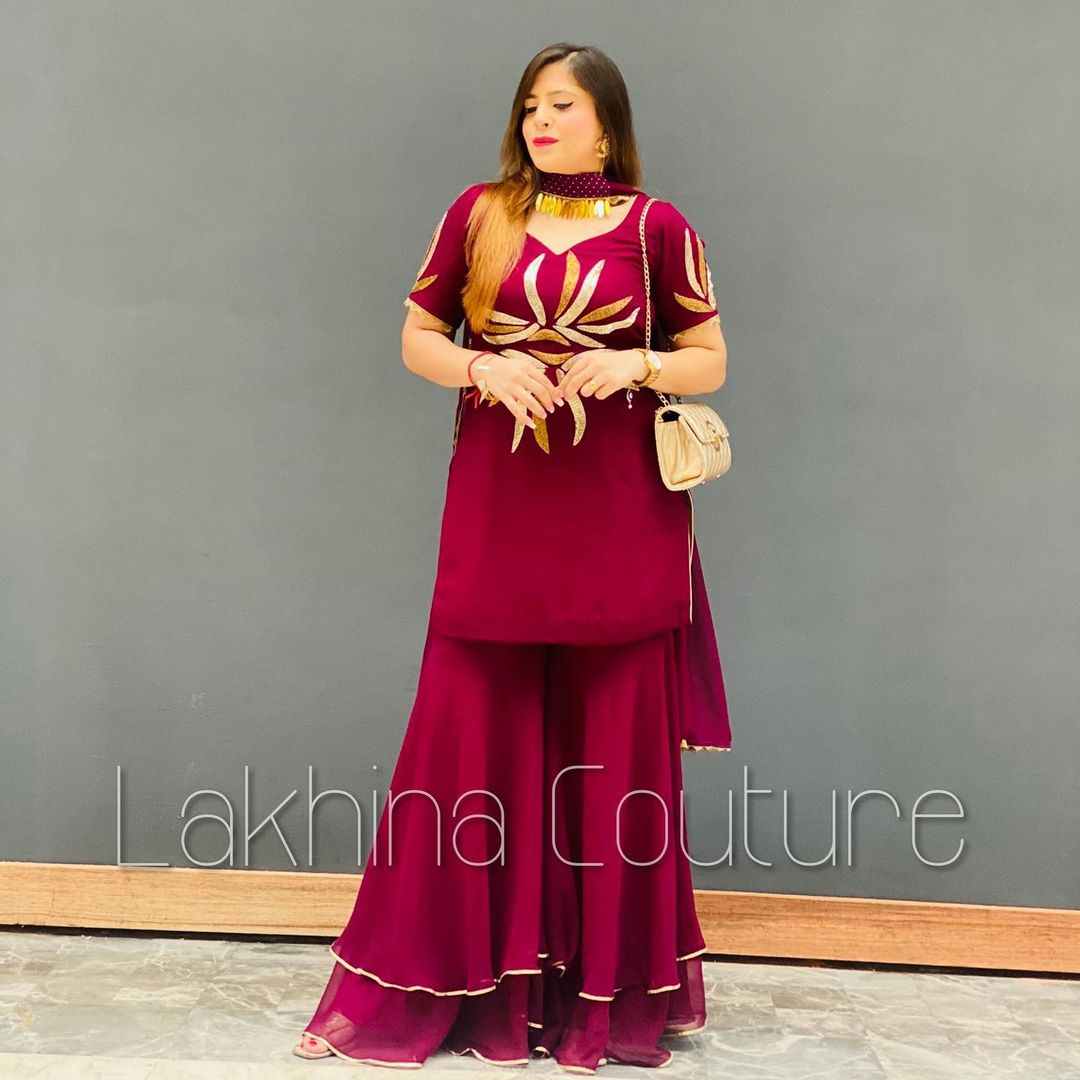 Wine Embroidered Suit