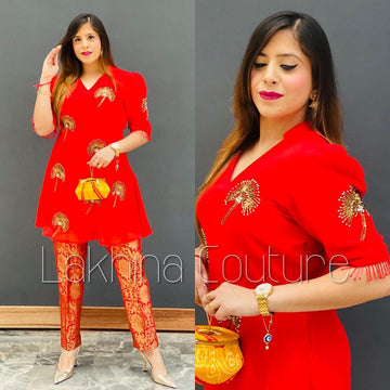 Red Embroidered Suit