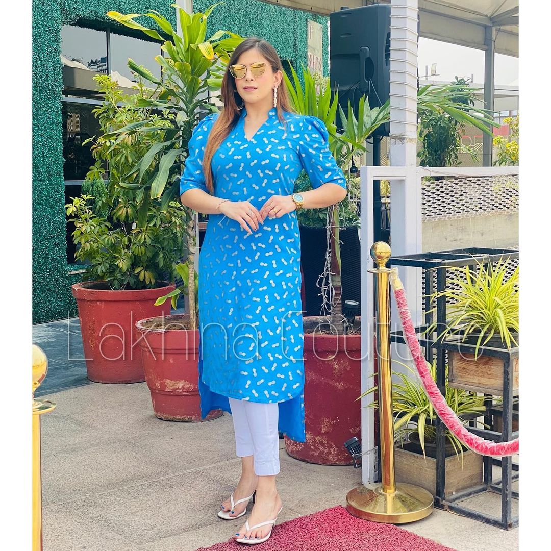 Turquoise Foil Kurti