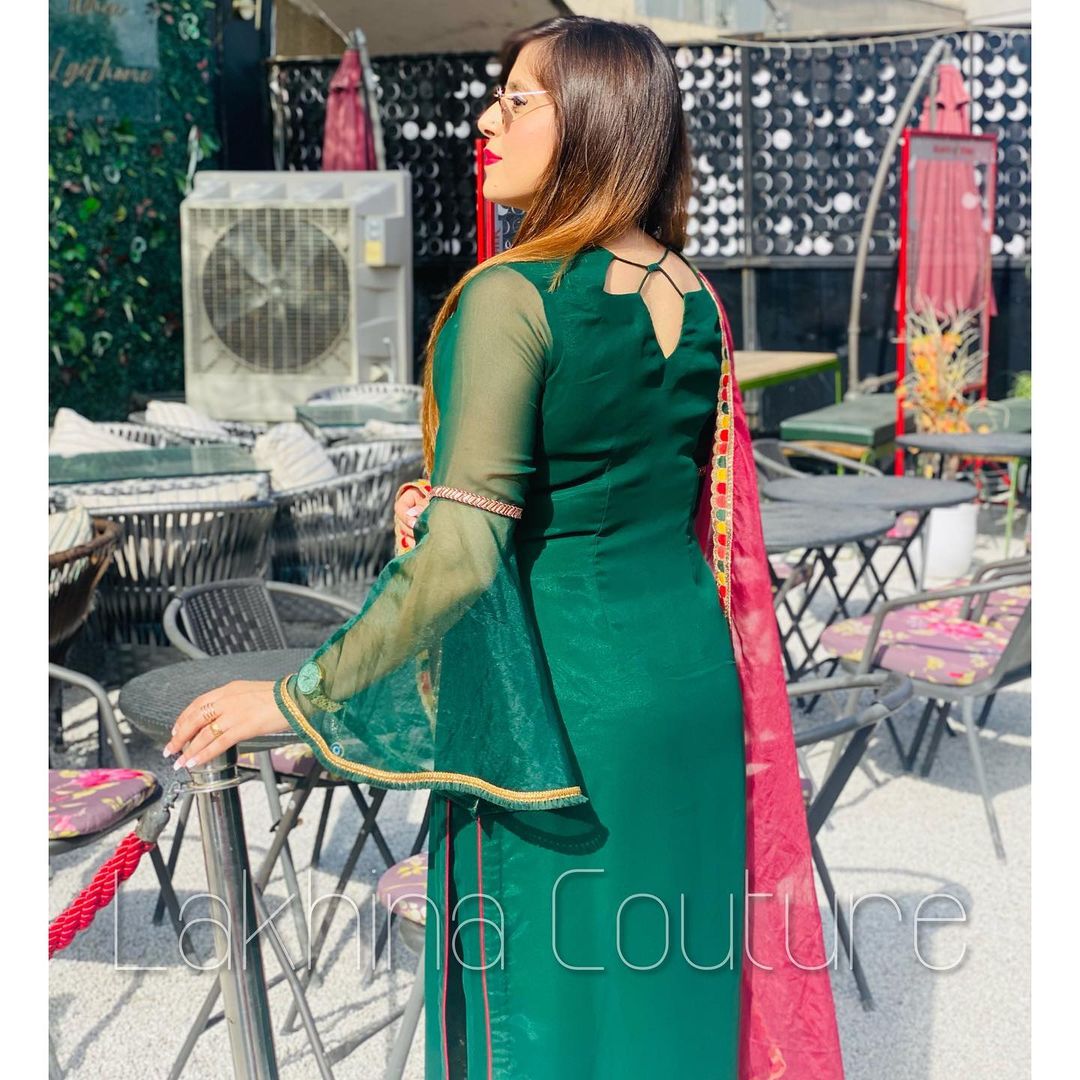 Bottle Green Embroidered Suit