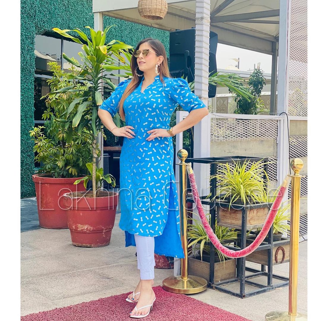 Turquoise Foil Kurti