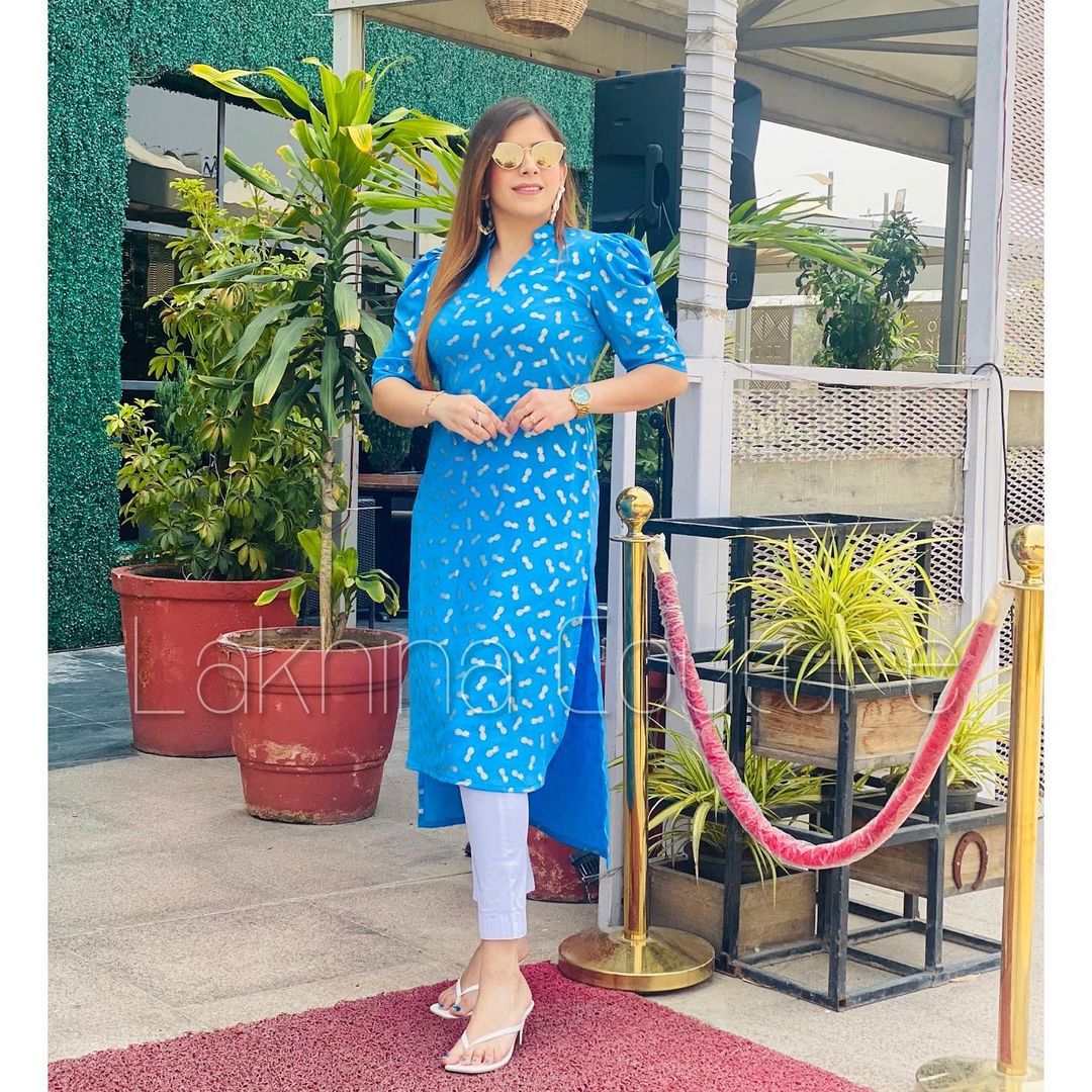 Turquoise Foil Kurti