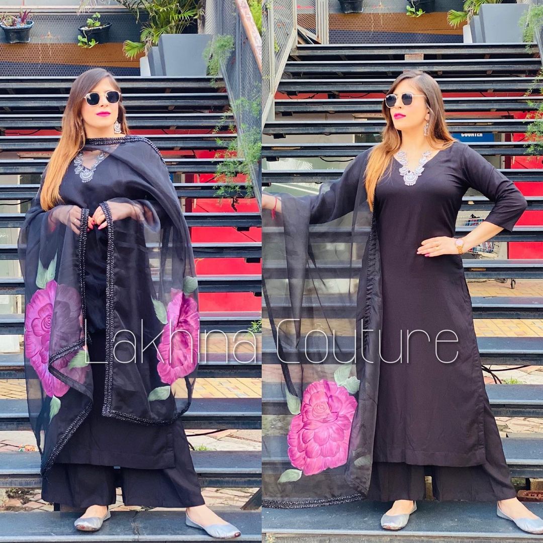 Black Rayon Cotton Suit