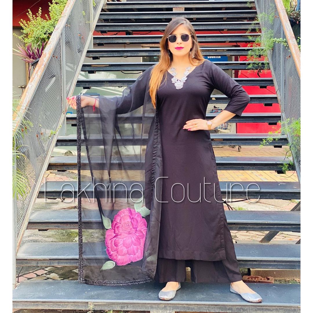 Black Rayon Cotton Suit
