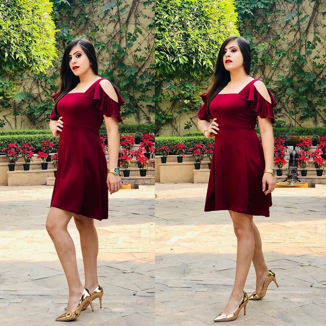 Lycra Maroon Dress