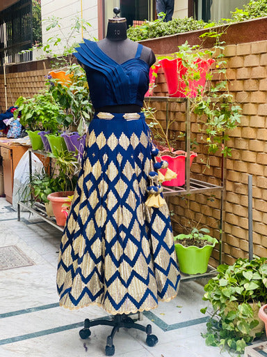 Navy Blue Georgette Lehenga