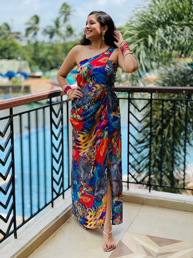 One Shoulder Multicoloured Drape