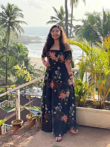 Black Floral Off Shoulder Maxi