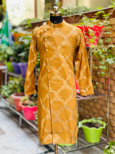 Menswear Golden White Kurta Dhoti