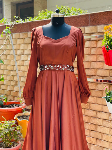 Brown Italian Satin Gown