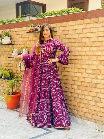 Wine Velvet Anarkali