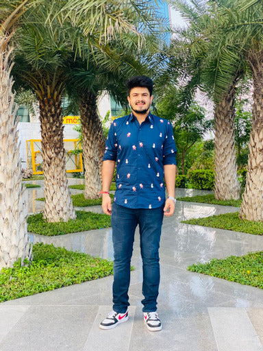 Menswear Navy Blue Santa Claus Shirt
