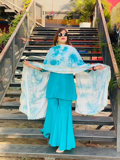 Turquoise Silk Suit
