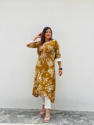 Mustard Cotton Kurti