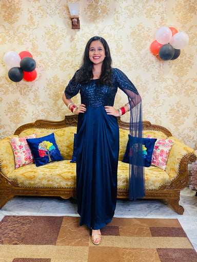 Navy Blue Sequin Drape