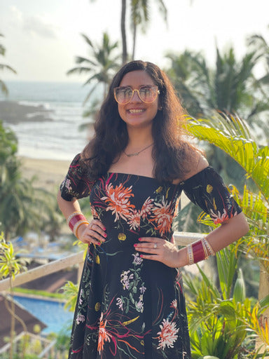 Black Floral Off Shoulder Maxi