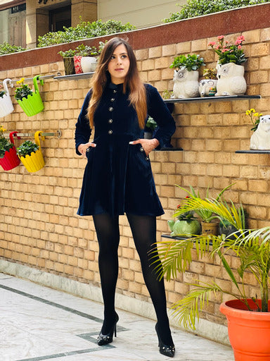 Navy Blue Button Dress