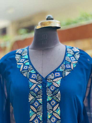 Navy Blue Embroidered Kaftaan