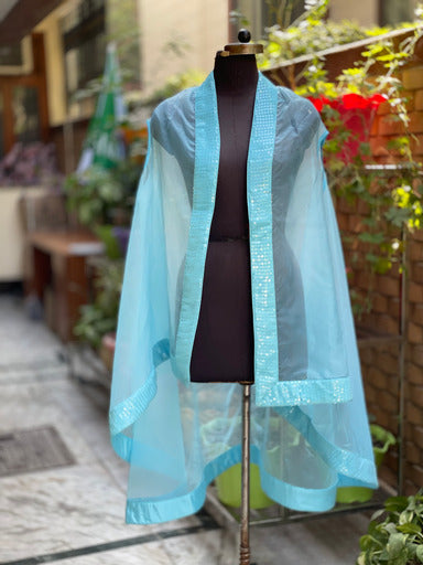 Sky Blue Sequin Shrug