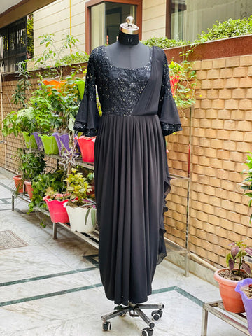 Black Embroidered Saree