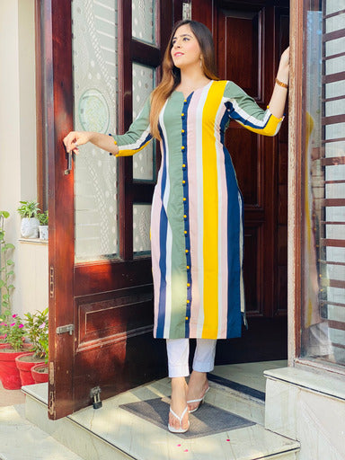 Mohini Mittoo Weaving Stripes Kurtis With Pants Collection Catalog