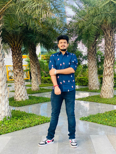 Menswear Navy Blue Santa Claus Shirt