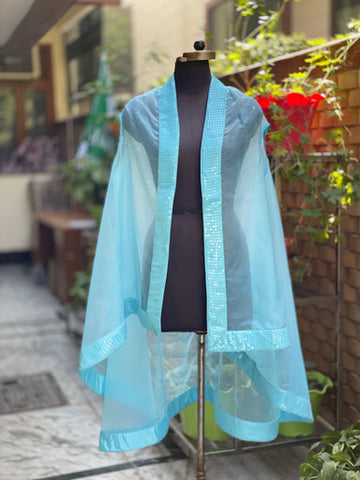 Sky Blue Sequin Shrug