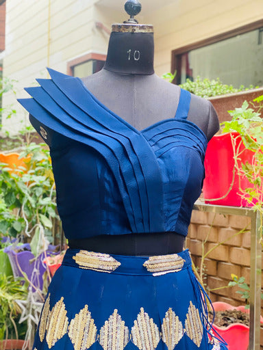 Navy Blue Georgette Lehenga