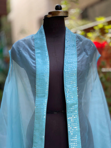 Sky Blue Sequin Shrug