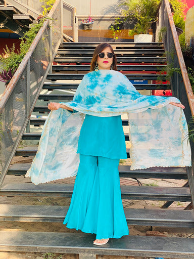 Turquoise Silk Suit