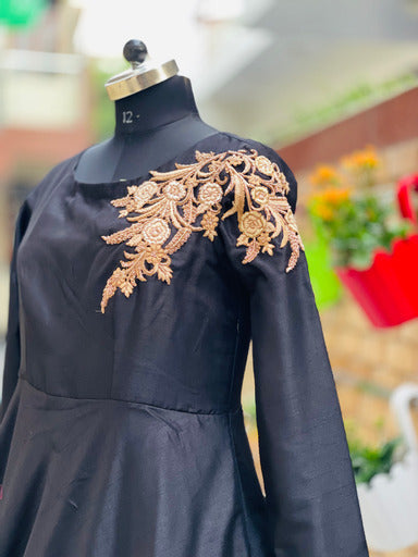 Black Embroidered Gown