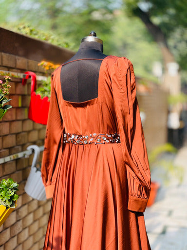 Brown Italian Satin Gown