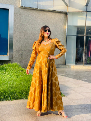 Golden Cotton Anarkali