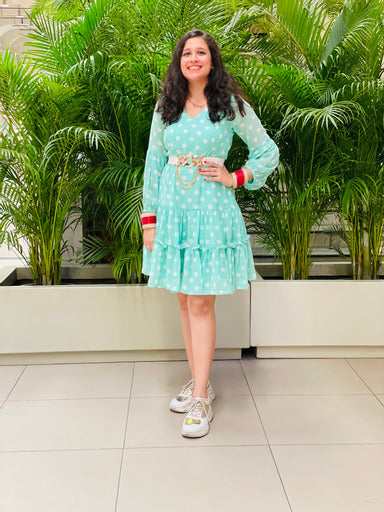 Sea Green Polka Dot Ruffle Dress