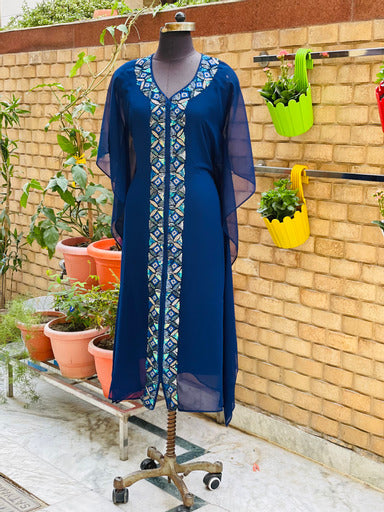 Navy Blue Embroidered Kaftaan