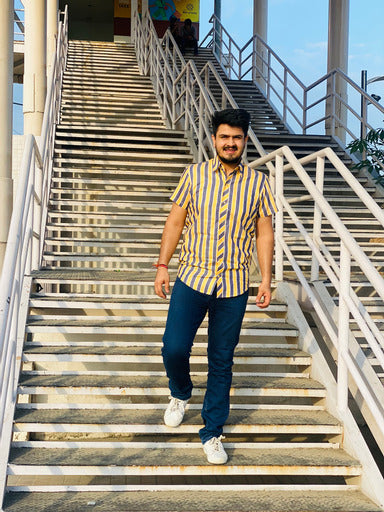 Menswear Yellow Stripes Shirt