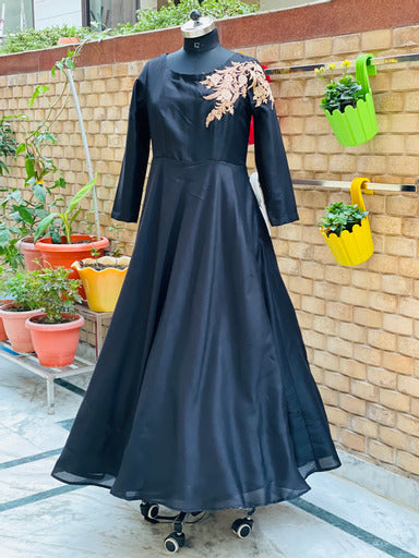 Black Embroidered Gown