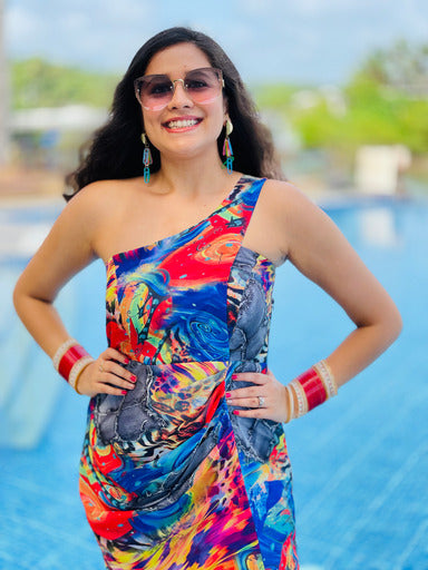 One Shoulder Multicoloured Drape