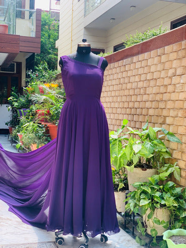 Purple Georgette Trail Gown