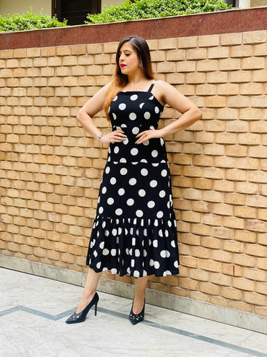 Black Polka Dot Midi