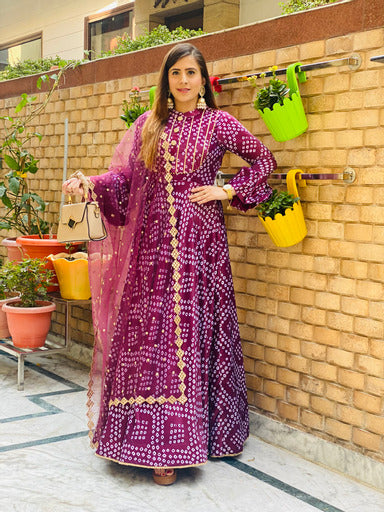 Wine Velvet Anarkali