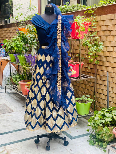 Navy Blue Georgette Lehenga