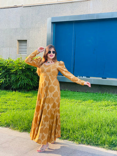 Golden Cotton Anarkali