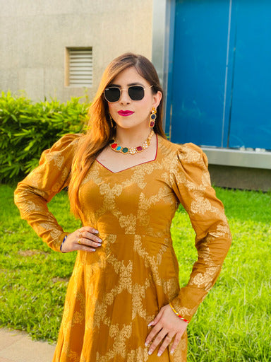 Golden Cotton Anarkali