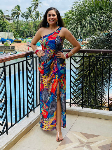 One Shoulder Multicoloured Drape