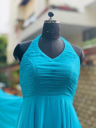 Turquoise Georgette Trail Gown