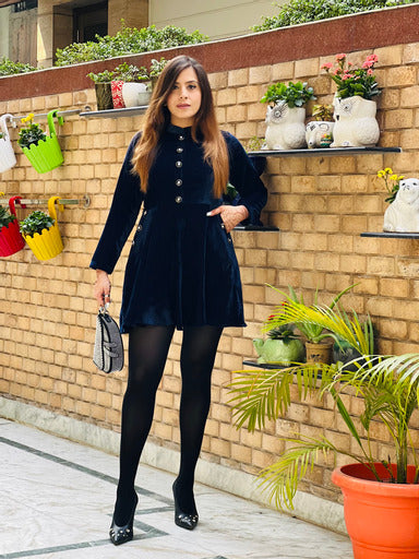 Navy Blue Button Dress