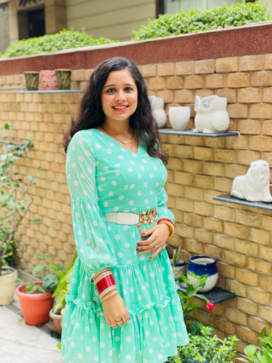 Sea Green Polka Dot Ruffle Dress